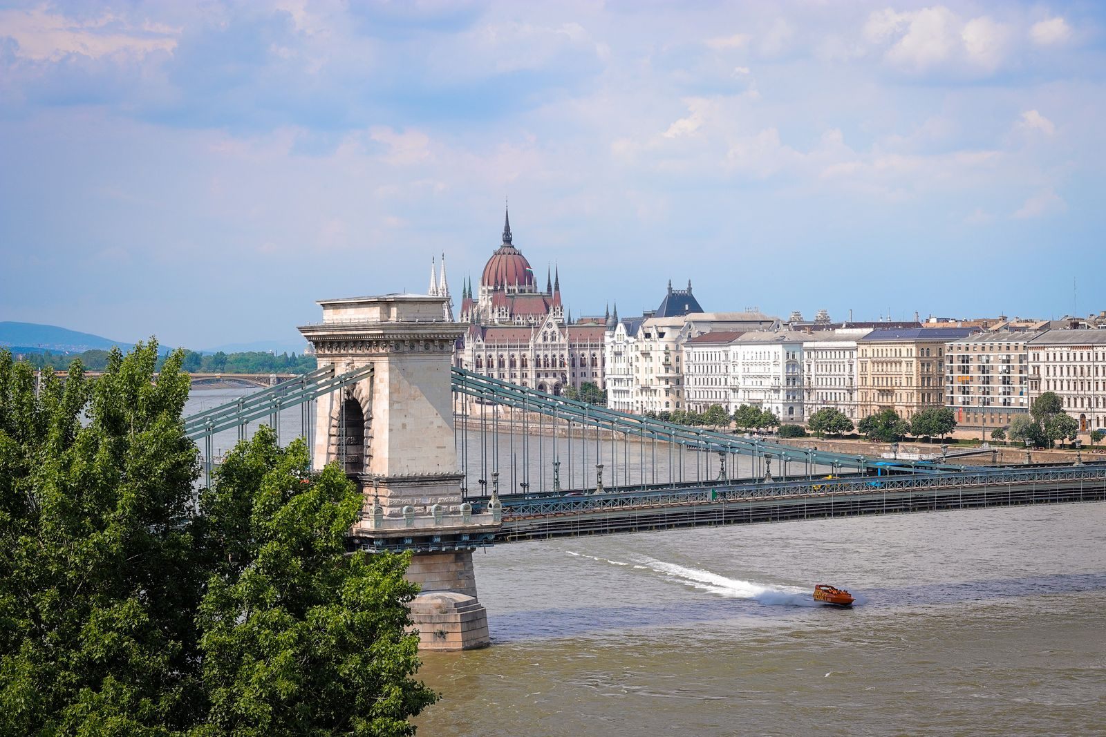 Chain Bridge and Parliament on the Danube in Budapest, a port of call for the best river cruise companies in Europe